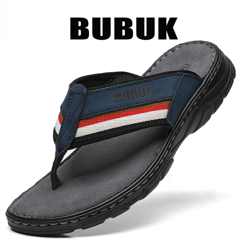 Flip Flop Leather Men - Bubuk Men's First-Layer Cowhide Flip-Flops, New