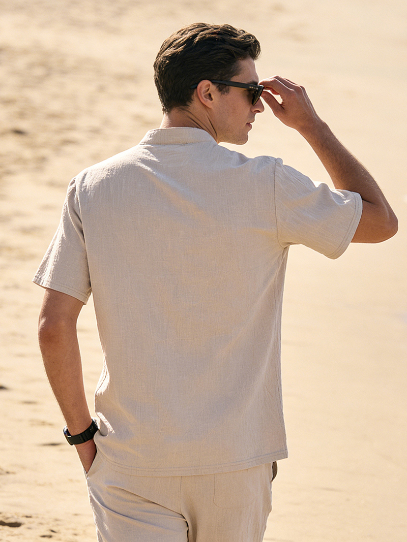 Men's Cotton Linen Henley Shir – Linen Shirt Breathable recenzja i cena