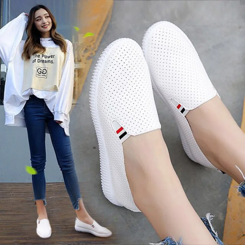 Women Sneakers White Flats Cut – Espadrille Slip On recenzja i cena
