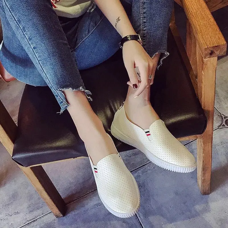 Women Sneakers White Flats Cut – Espadrille Slip On recenzja i cena