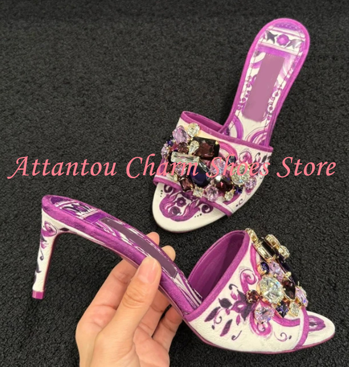 Purple Color Crystal Lady Sand – Casual Sandal Leather recenzja i cena