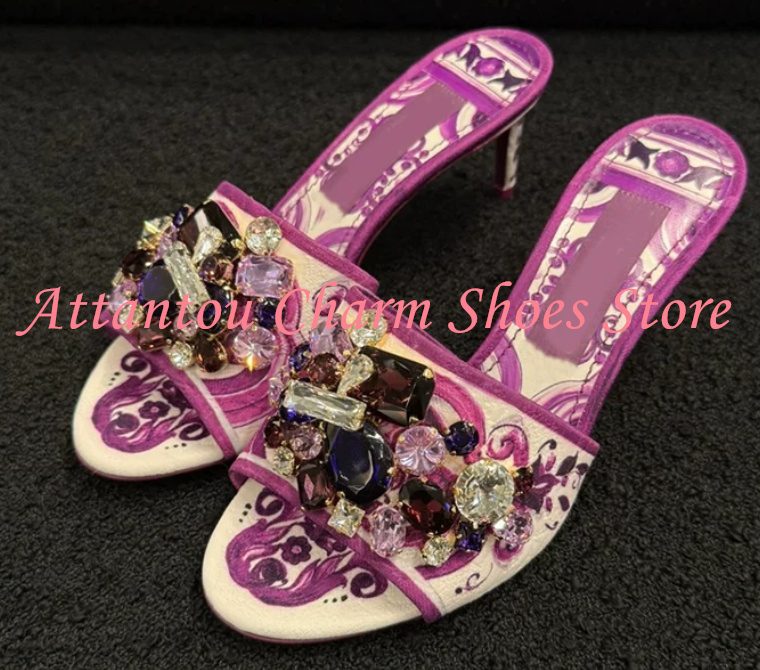 Purple Color Crystal Lady Sand – Casual Sandal Leather recenzja i cena