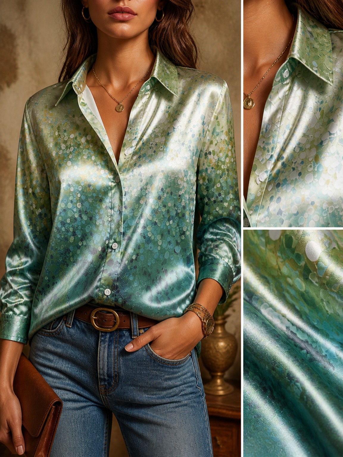 Women's Long-Sleeved Floral Pr – Resort Shirt Floral recenzja i cena