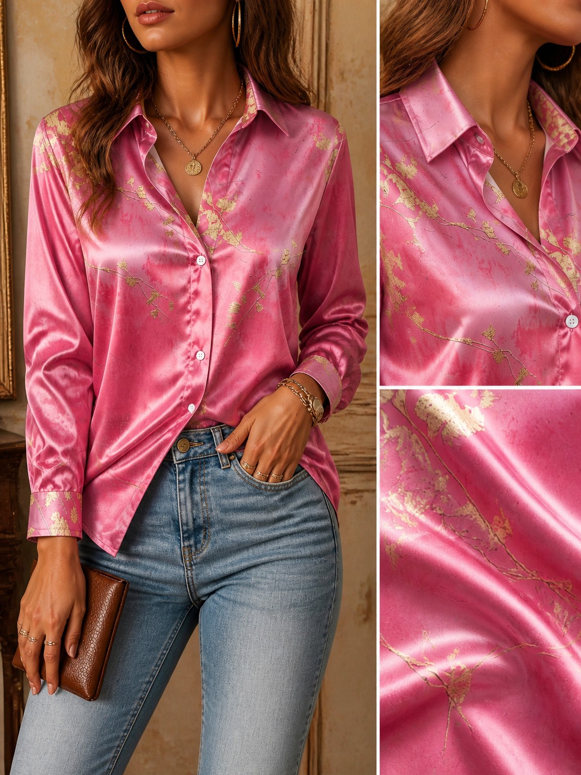 Women's Long-Sleeved Floral Pr – Resort Shirt Floral recenzja i cena