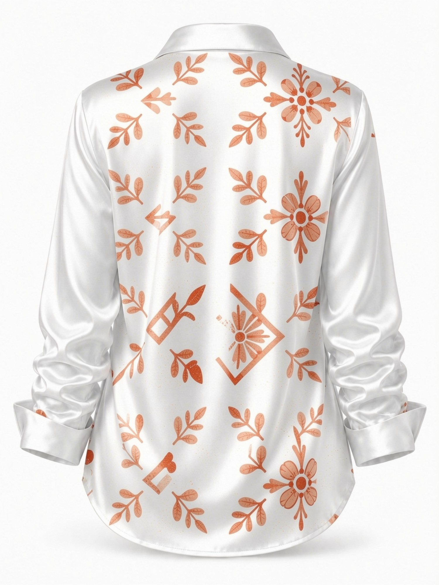 Cream Orange Floral Satin Blou – Resort Shirt Floral recenzja i cena