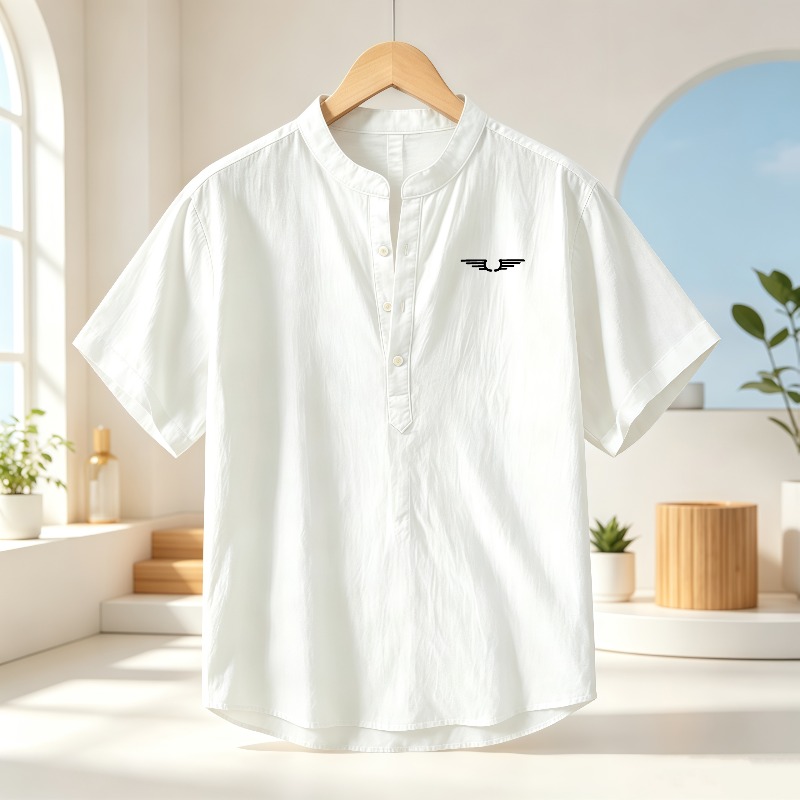 Men's cotton and linen Henley  – Linen Shirt Breathable recenzja i cena