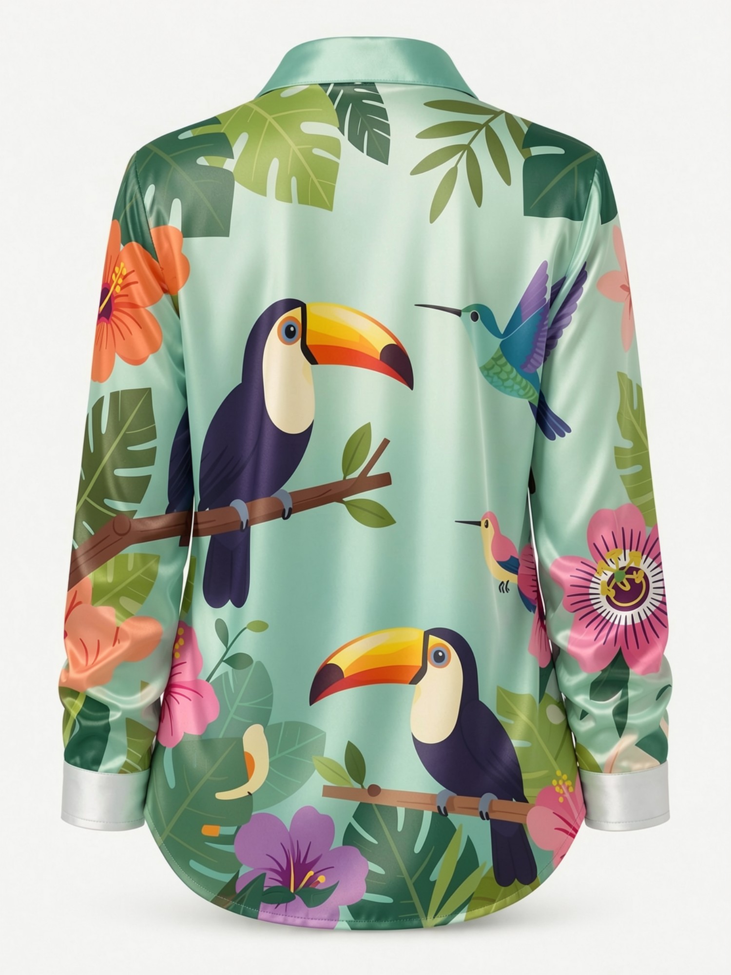 Mint Toucan Satin Button Shirt – Resort Shirt Floral recenzja i cena