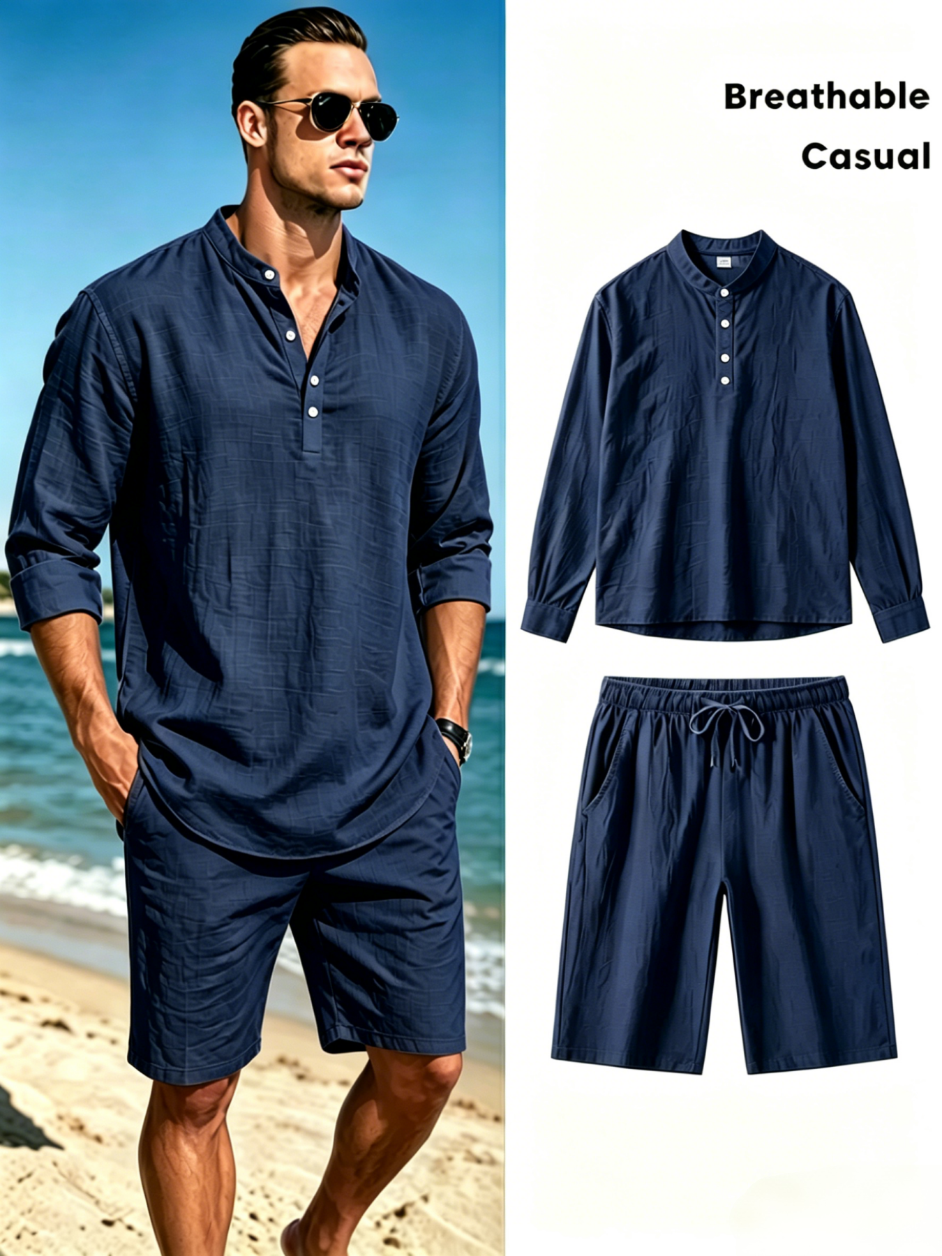 Men's Cotton Linen Henley Shir – Linen Shirt Breathable recenzja i cena