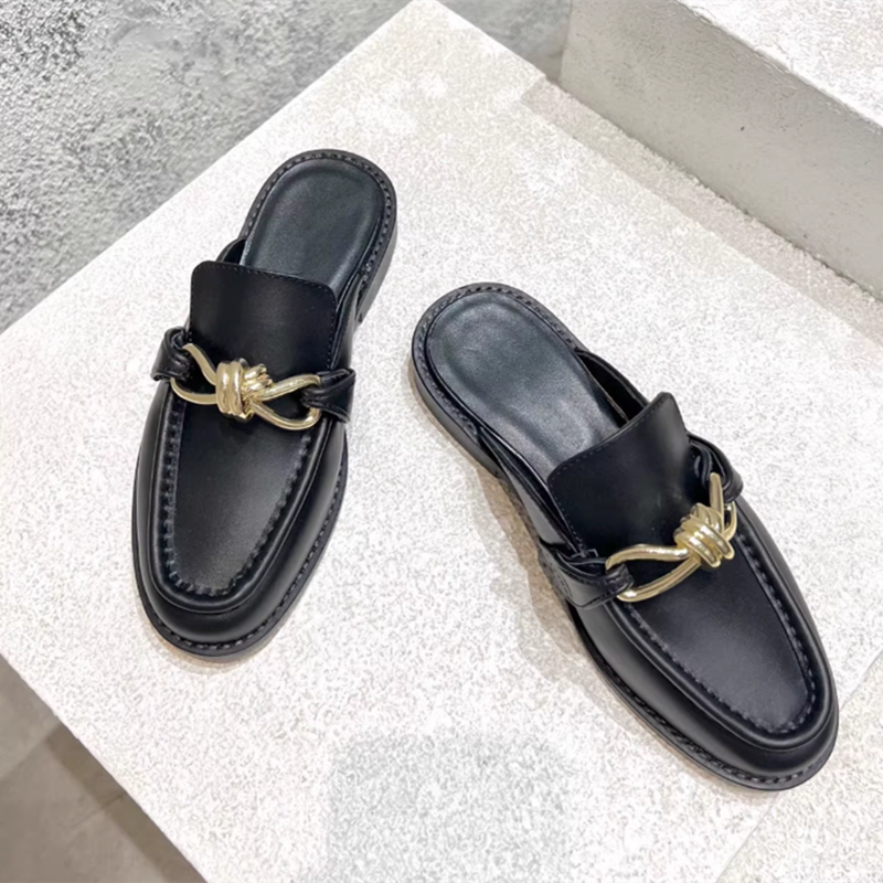 Metal Buckle Half Slippers For – Flip Flop Leather Men recenzja i cena