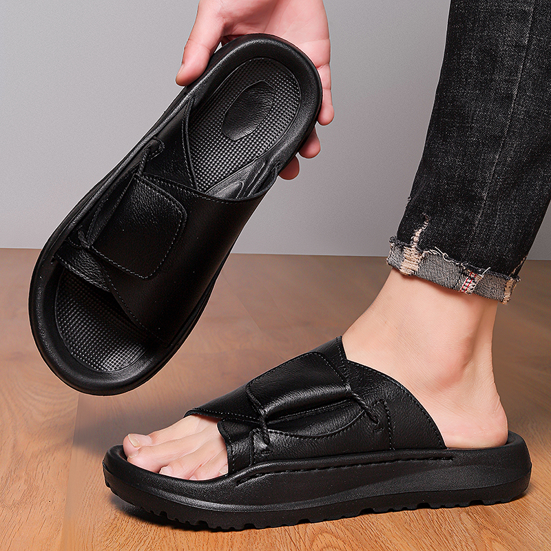Leather Men's Slippers Slides  – Flip Flop Leather Men recenzja i cena