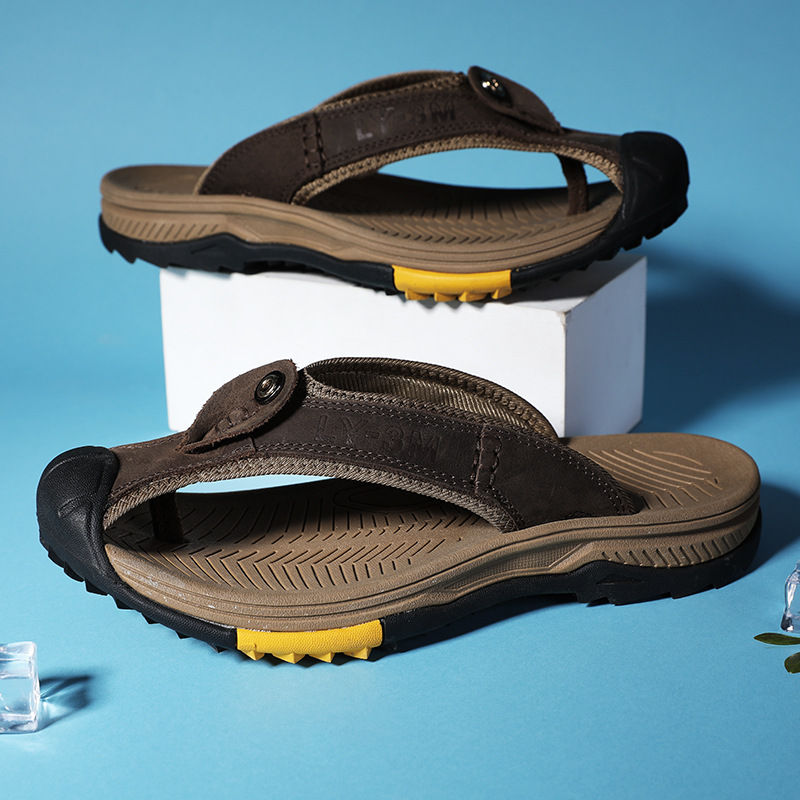 New Men's Genuine Leather Flip – Flip Flop Leather Men recenzja i cena