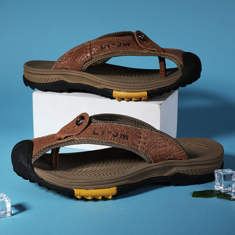 New Men's Genuine Leather Flip – Flip Flop Leather Men recenzja i cena