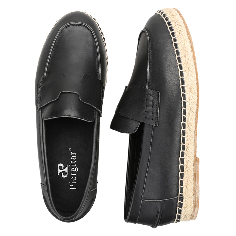 Piegitar Black Genuine Leather – Espadrille Slip On recenzja i cena