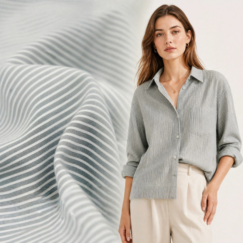 Japanese-style gray-white fine – Linen Shirt Breathable recenzja i cena