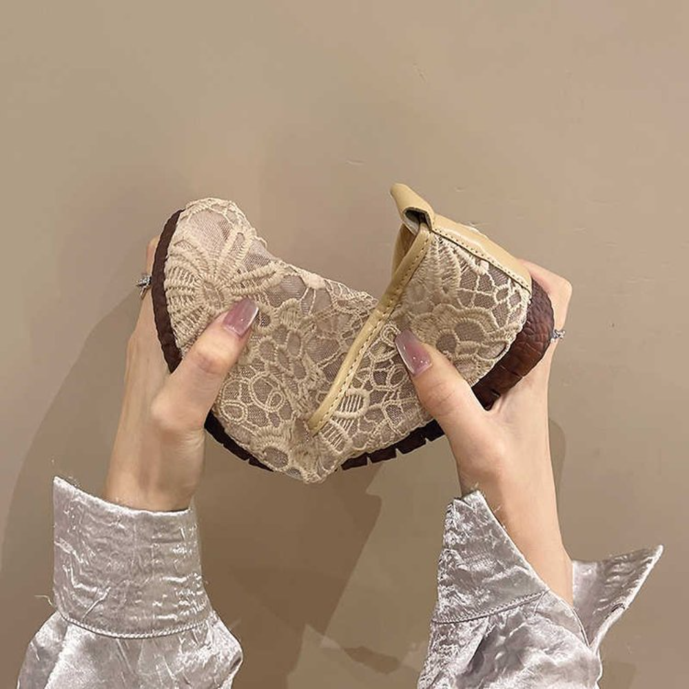 Chic Lace Mesh Hollow Out Espa – Espadrille Slip On recenzja i cena