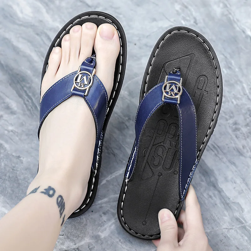 Men's Flip-flops Solid Color w – Flip Flop Leather Men recenzja i cena
