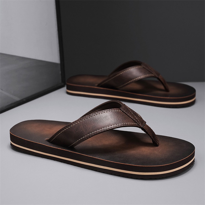 Men's Vintage Washed Faux Leat – Flip Flop Leather Men recenzja i cena