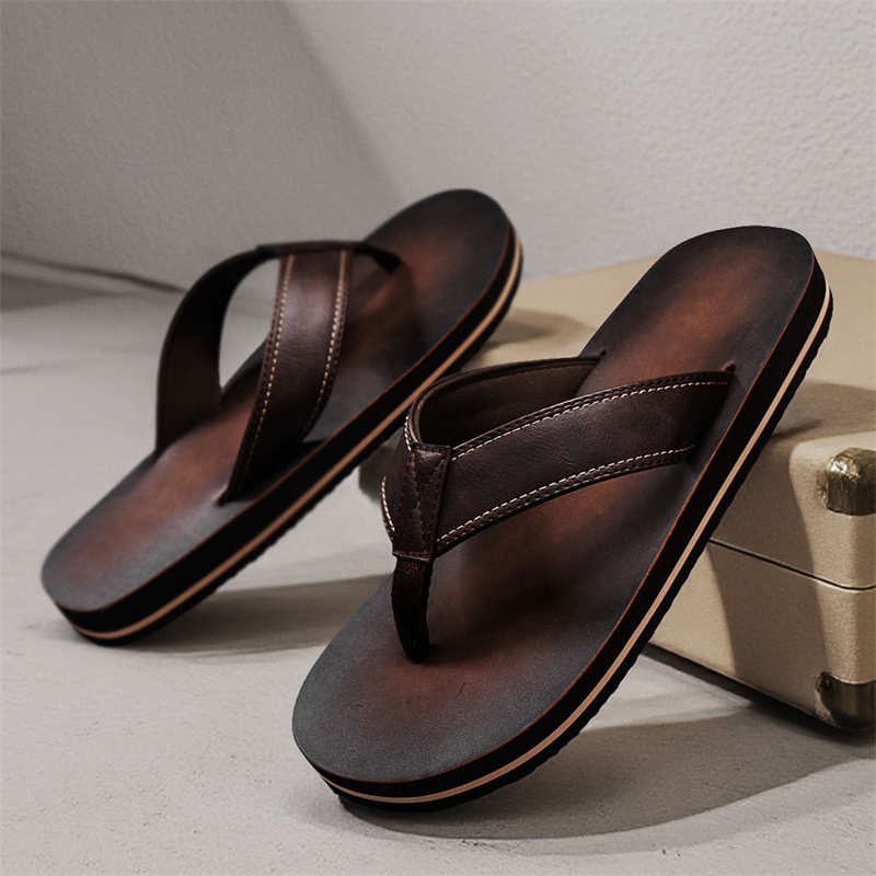 Men's Vintage Washed Faux Leat – Flip Flop Leather Men recenzja i cena