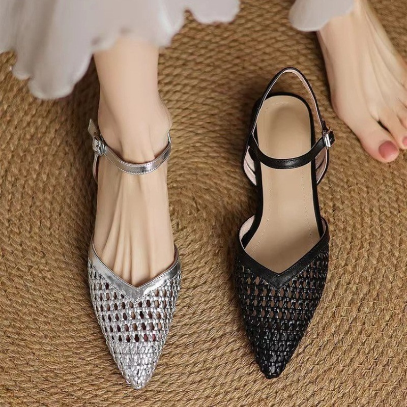 French pointed-toe woven high- – Casual Sandal Leather recenzja i cena