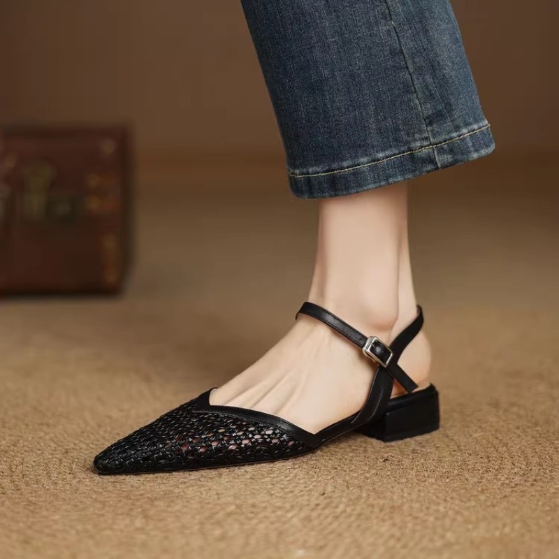 French pointed-toe woven high- – Casual Sandal Leather recenzja i cena