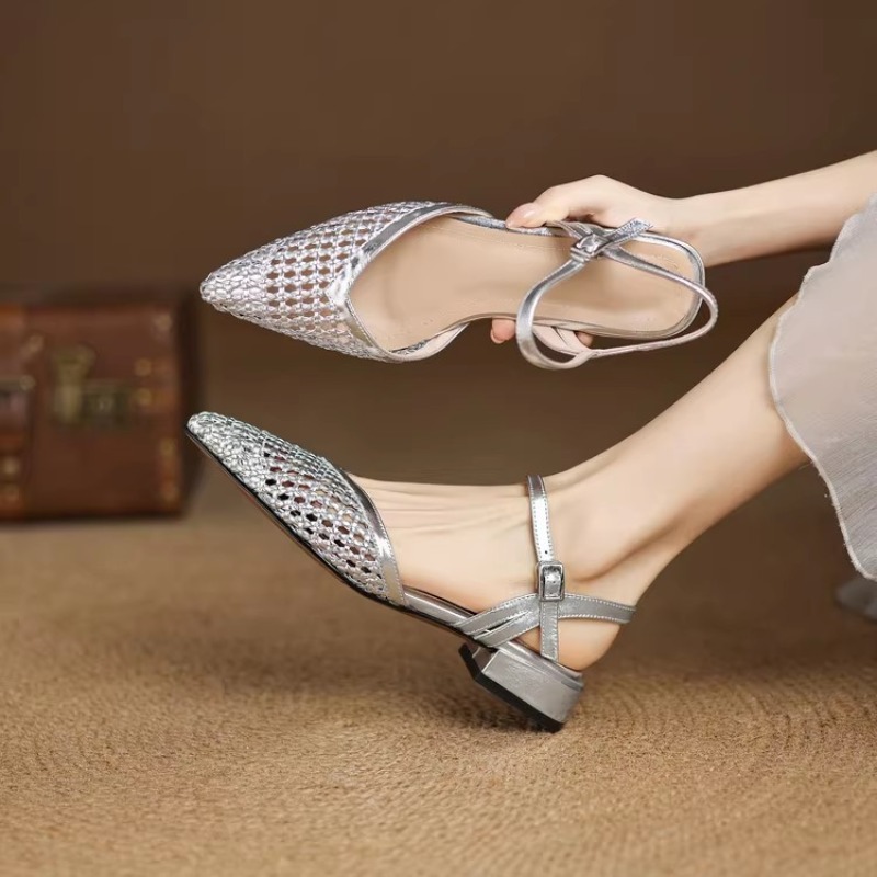 French pointed-toe woven high- – Casual Sandal Leather recenzja i cena
