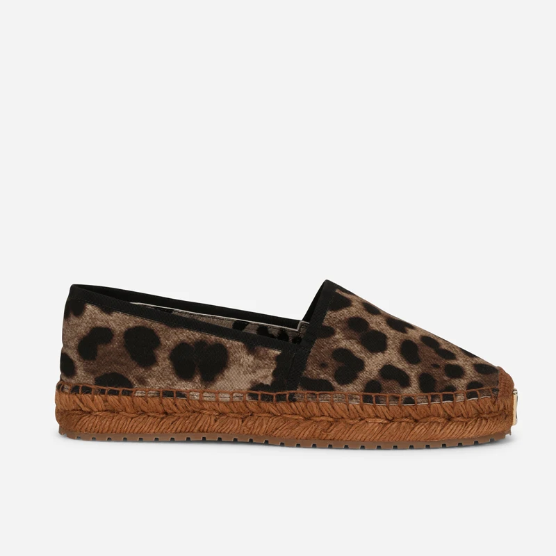 Leopard Pattern Woven Sole Fla – Espadrille Slip On recenzja i cena