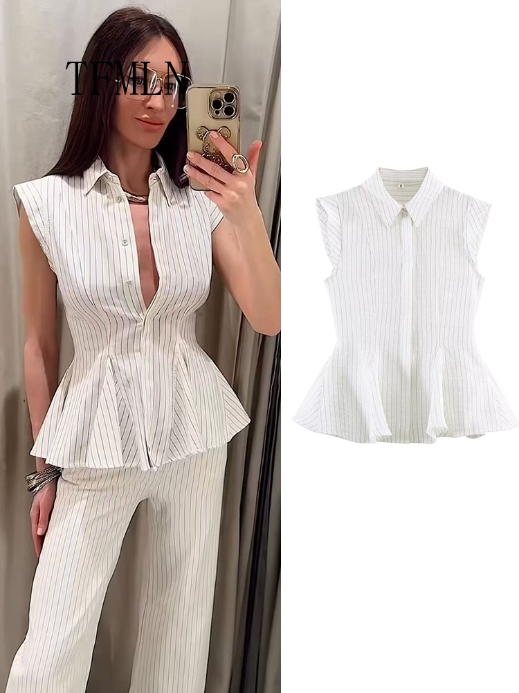 Fashion Striped Blouse Top For – Shirt Camp Collar recenzja i cena