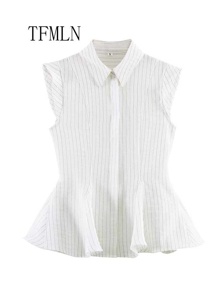 Fashion Striped Blouse Top For – Shirt Camp Collar recenzja i cena