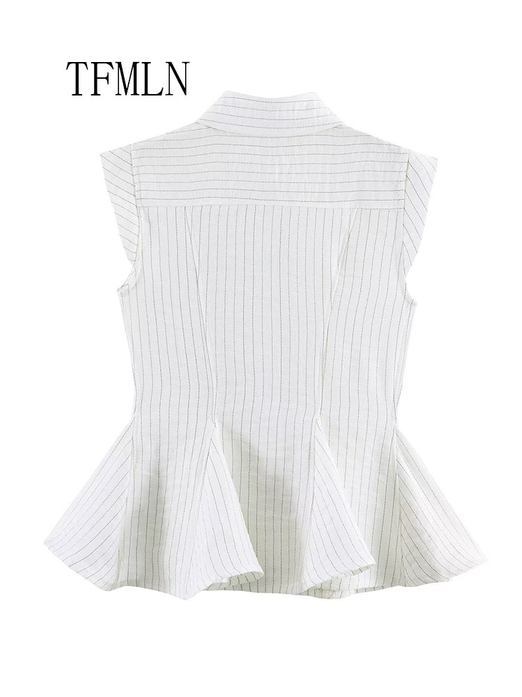 Fashion Striped Blouse Top For – Shirt Camp Collar recenzja i cena