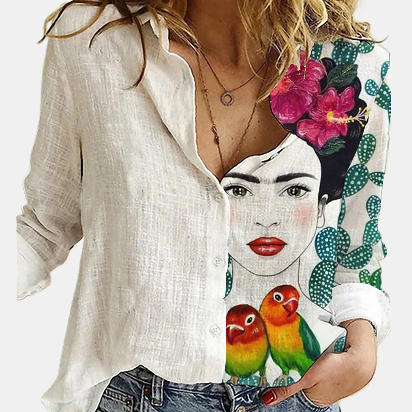 Women Spring And Autumn Long S – Shirt Camp Collar recenzja i cena