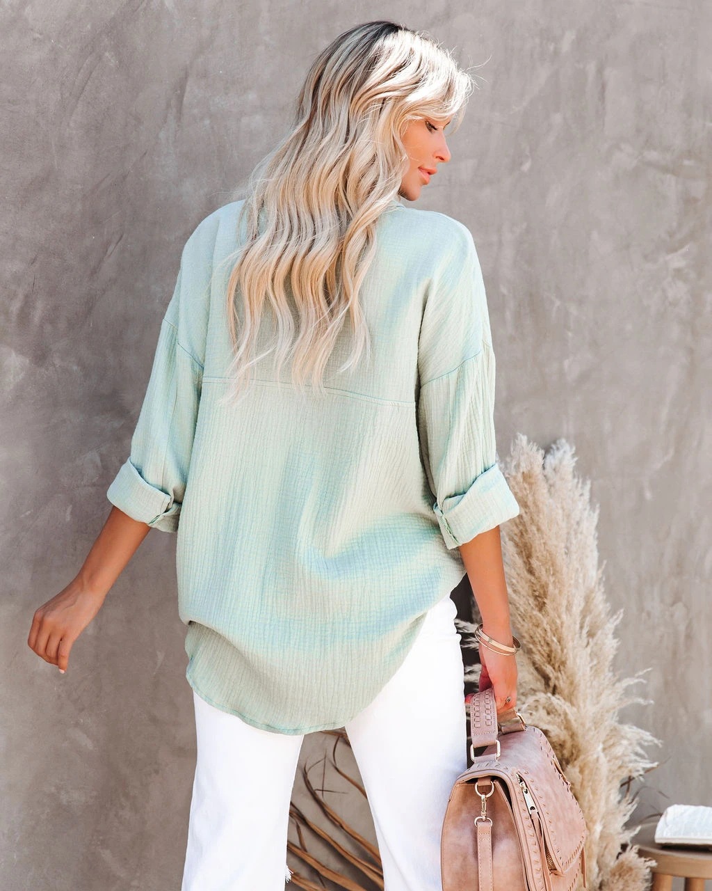Women's Long Sleeve Collared B – Shirt Camp Collar recenzja i cena