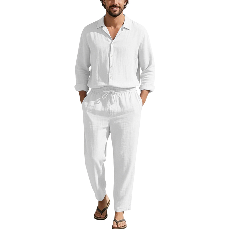Spring Summer Linen Casual Set – Linen Shirt Breathable recenzja i cena