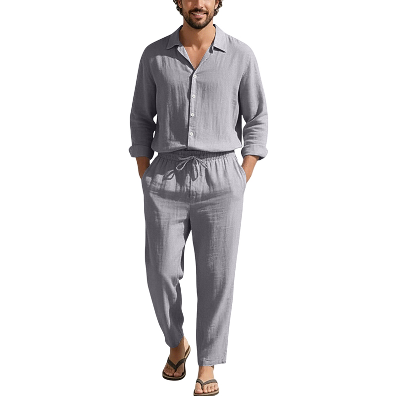 Spring Summer Linen Casual Set – Linen Shirt Breathable recenzja i cena