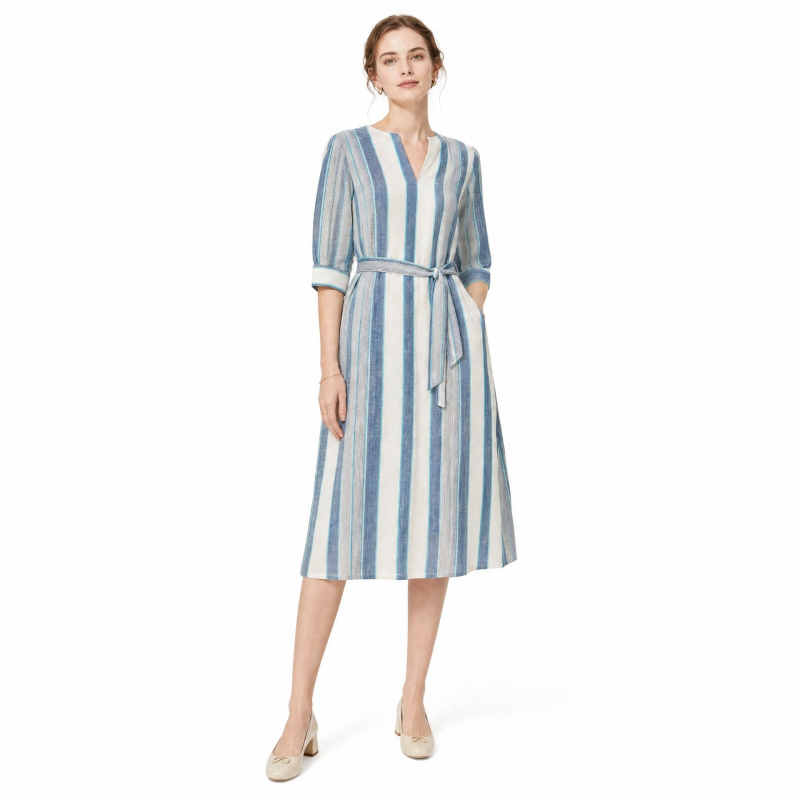 Fresh and artistic Blue and wh – Linen Shirt Breathable recenzja i cena