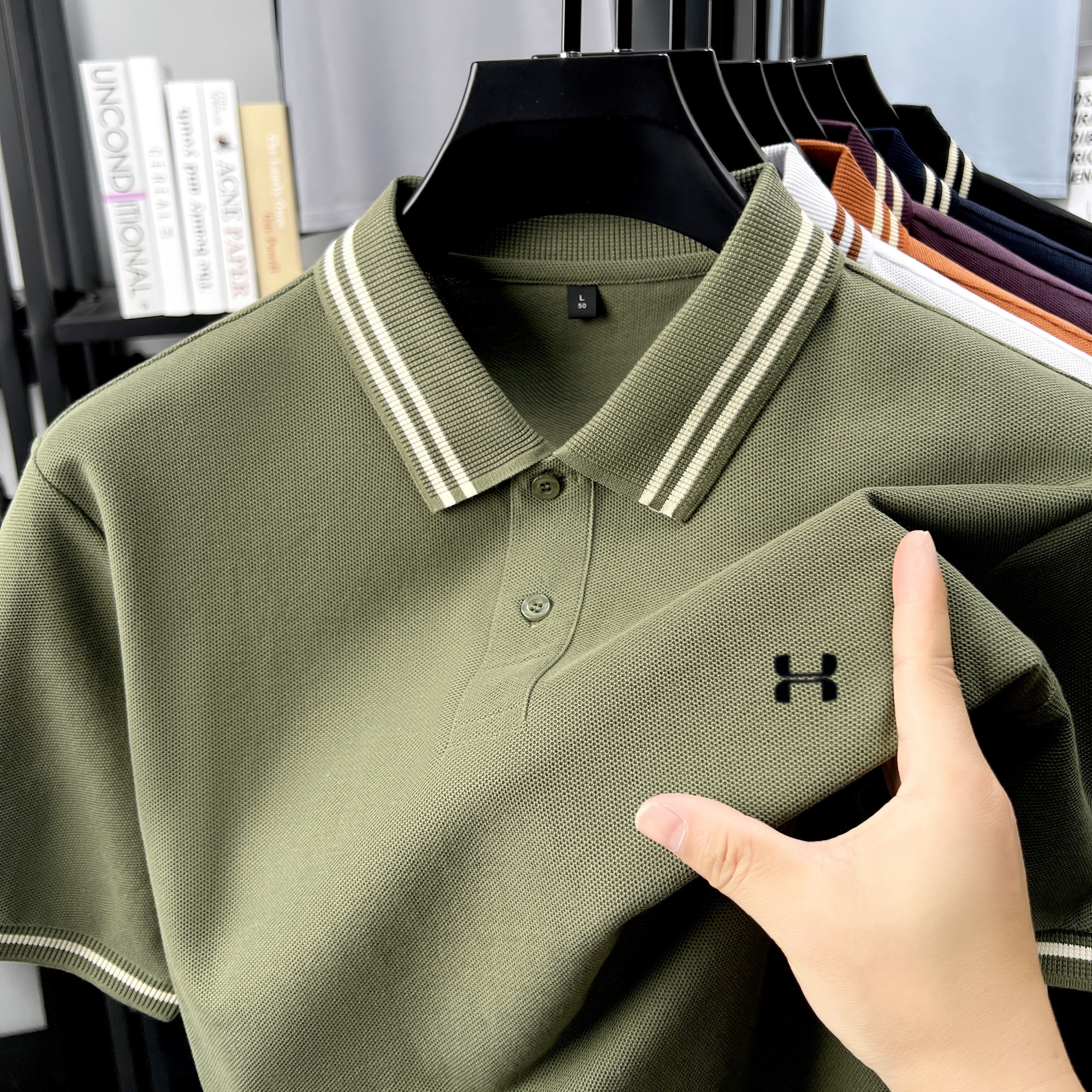 Men's Striped Collar Polo Shir – Polo Shirt Pique recenzja i cena