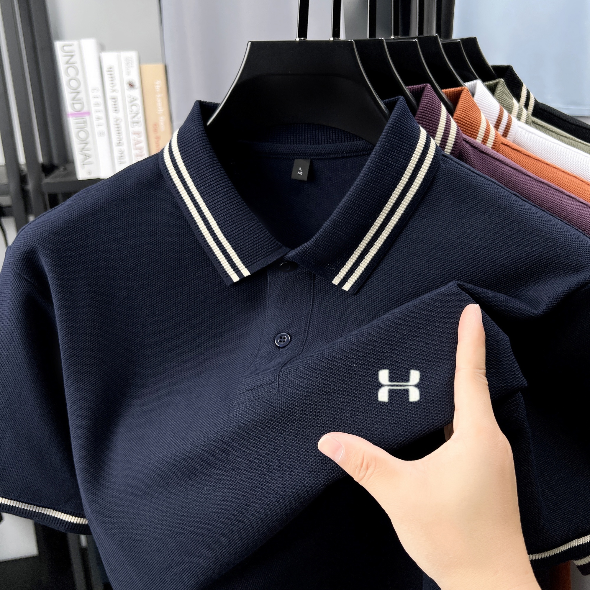 Men's Striped Collar Polo Shir – Polo Shirt Pique recenzja i cena