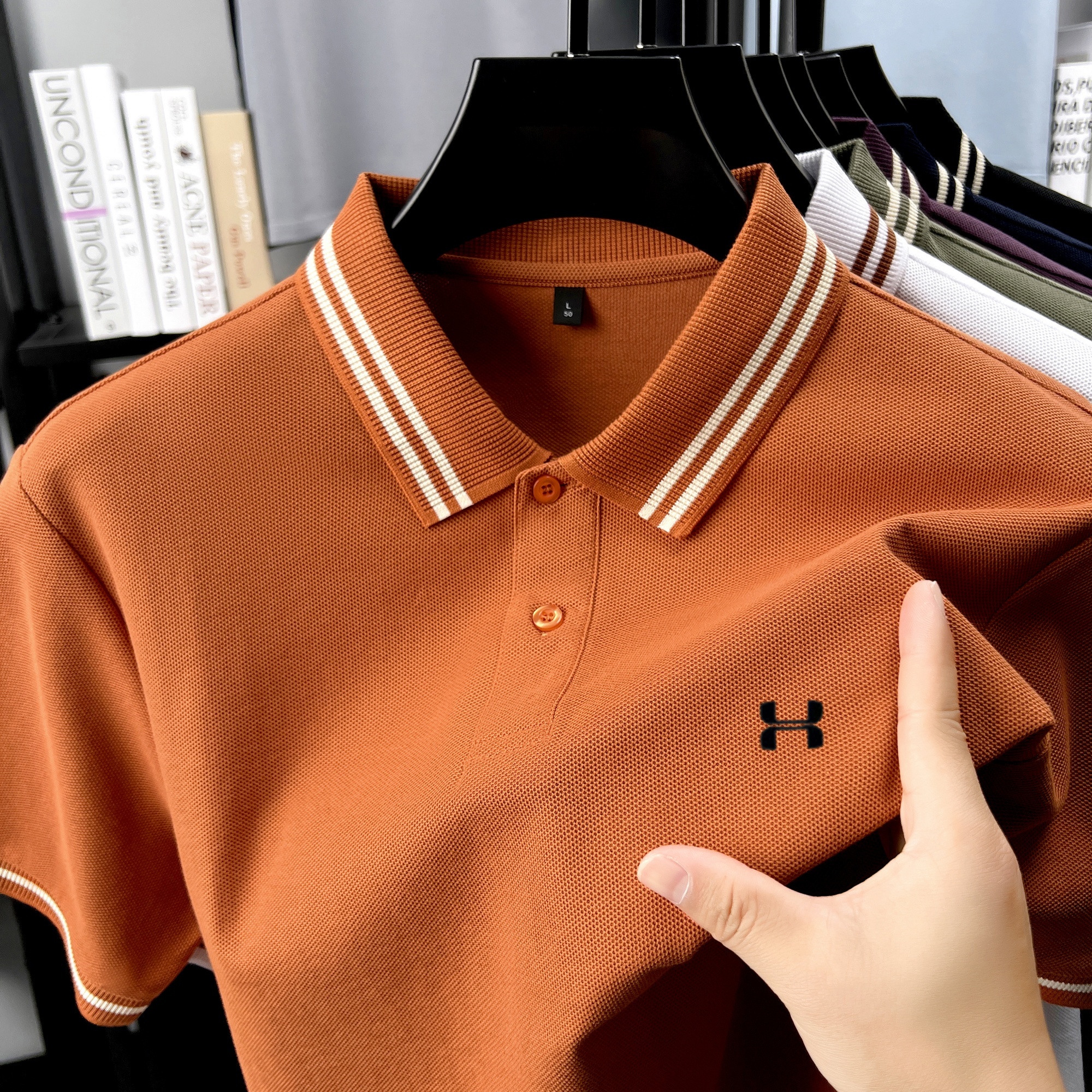 Men's Striped Collar Polo Shir – Polo Shirt Pique recenzja i cena