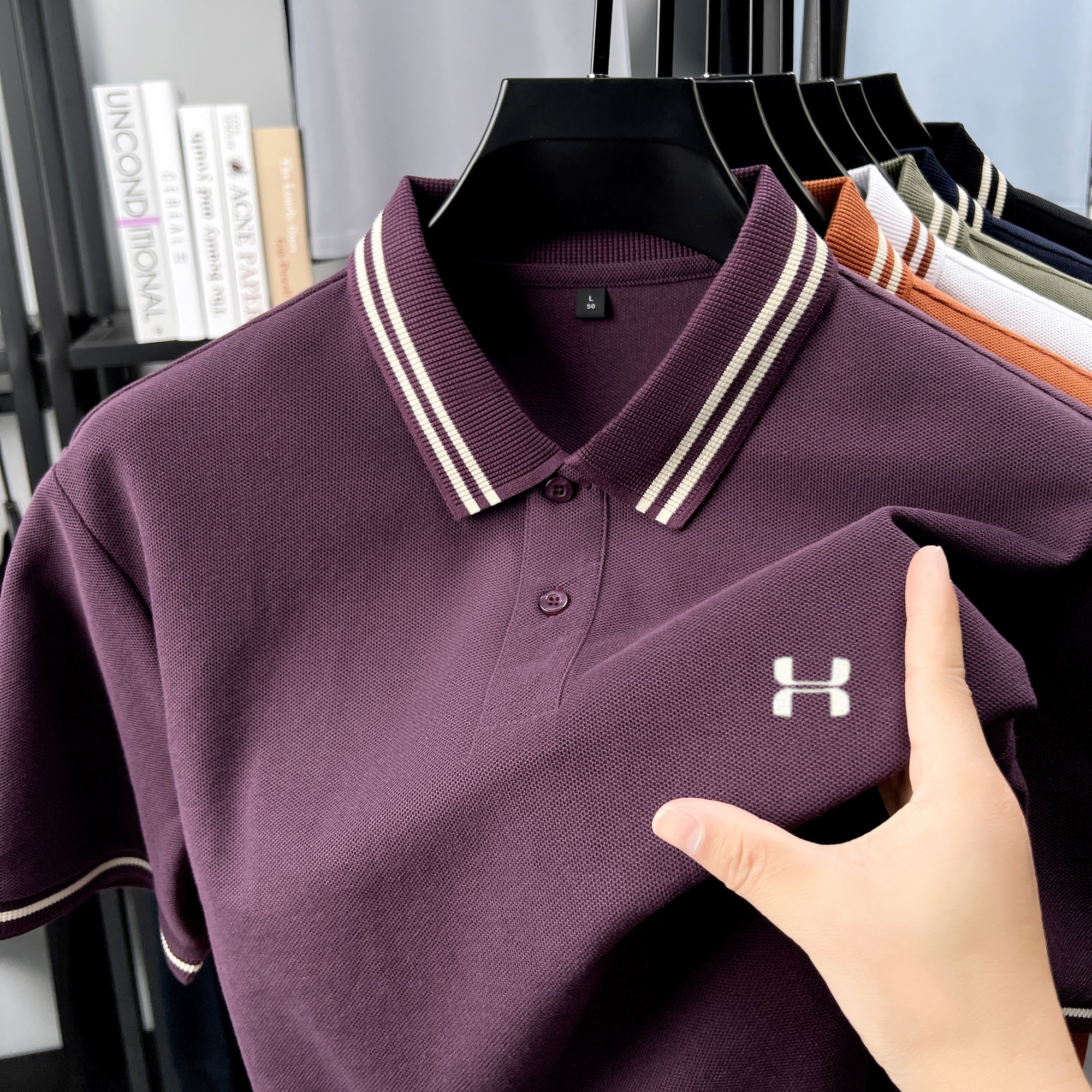 Men's Striped Collar Polo Shir – Polo Shirt Pique recenzja i cena